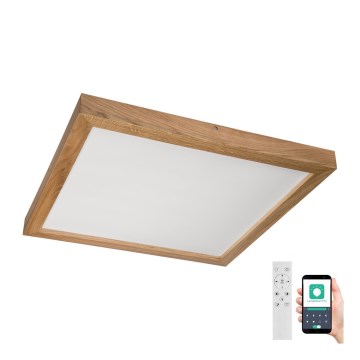 Brilagi - Himmennettävä kylpyhuoneen LED-kattovalaisin WOODY FRAME LED/50W/230V tammi 60x60 cm 3000-6000K IP44 + kauko-ohjaus