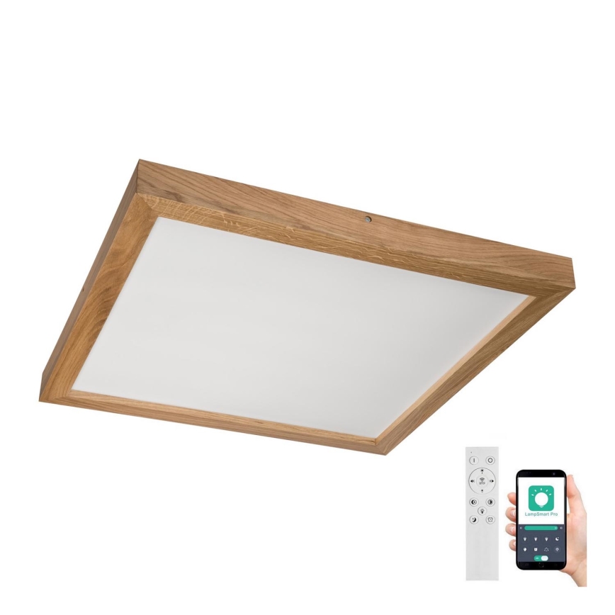 Brilagi - Himmennettävä kylpyhuoneen LED-kattovalaisin WOODY FRAME LED/50W/230V tammi 60x60 cm 3000-6000K IP44 + kauko-ohjaus