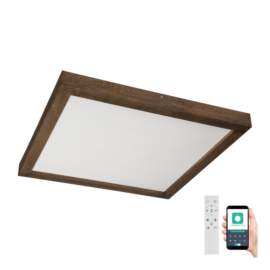 Brilagi - Himmennettävä kylpyhuoneen LED-kattovalaisin WOODY FRAME LED/50W/230V tammi 60x60 cm 3000-6000K IP44 + kauko-ohjaus