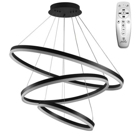 Brilagi - Himmennettävä LED-kattokruunu johdossa CIRCLE LED/125W/230V 3000-6500K musta + kauko-ohjaus