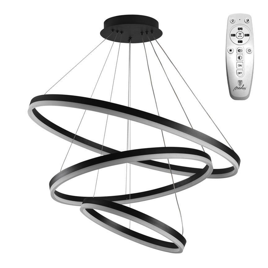 Brilagi - Himmennettävä LED-kattokruunu johdossa CIRCLE LED/125W/230V 3000-6500K musta + kauko-ohjaus
