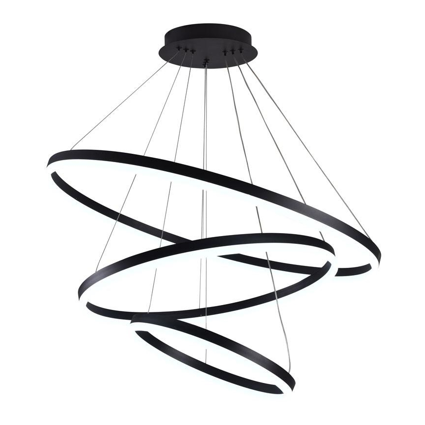 Brilagi - Himmennettävä LED-kattokruunu johdossa CIRCLE LED/125W/230V 3000-6500K musta + kauko-ohjaus