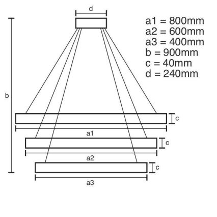 Brilagi - Himmennettävä LED-kattokruunu johdossa CIRCLE LED/125W/230V 3000-6500K musta + kauko-ohjaus