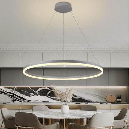 Brilagi - Himmennettävä LED-kattokruunu johdossa CIRCLE LED/55W/230V 3000-6500K hopea + kauko-ohjaus