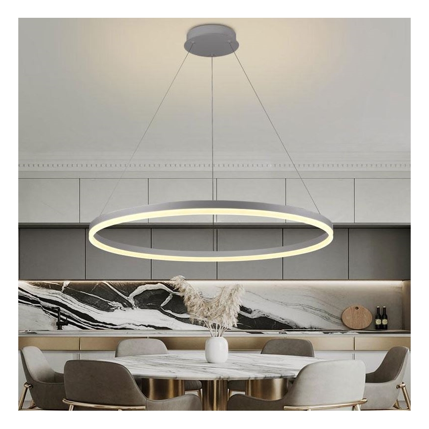 Brilagi - Himmennettävä LED-kattokruunu johdossa CIRCLE LED/55W/230V 3000-6500K hopea + kauko-ohjaus