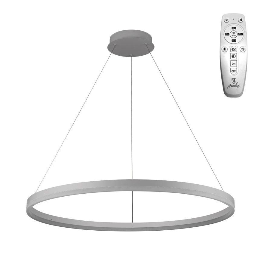 Brilagi - Himmennettävä LED-kattokruunu johdossa CIRCLE LED/55W/230V 3000-6500K hopea + kauko-ohjaus