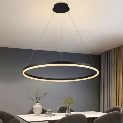 Brilagi - Himmennettävä LED-kattokruunu johdossa CIRCLE LED/55W/230V 3000-6500K musta + kauko-ohjaus
