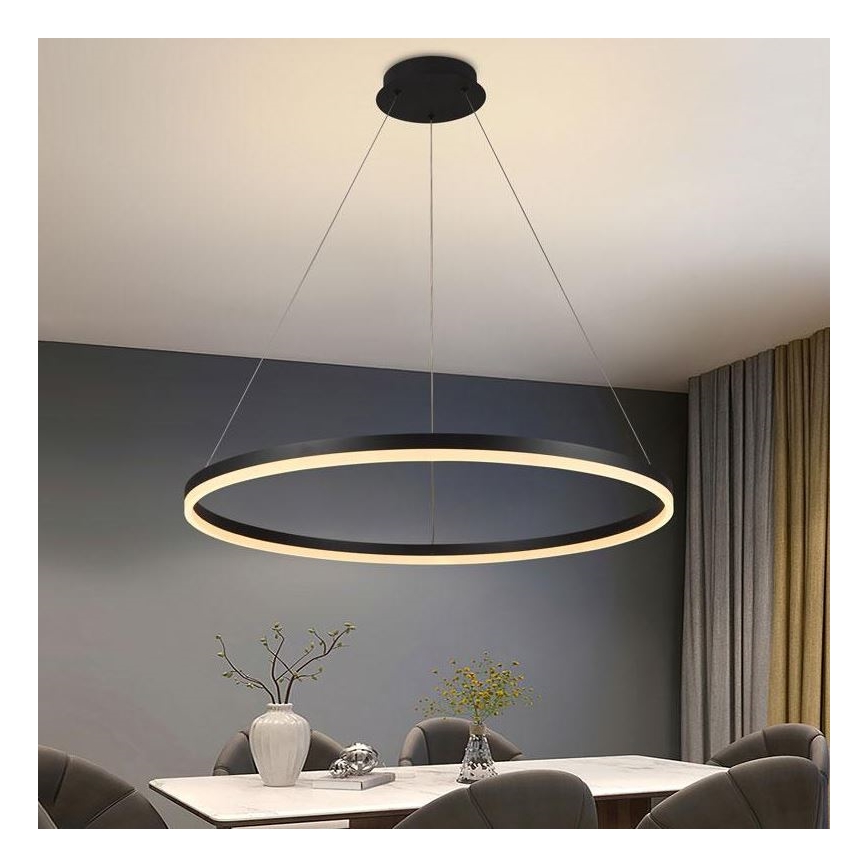 Brilagi - Himmennettävä LED-kattokruunu johdossa CIRCLE LED/55W/230V 3000-6500K musta + kauko-ohjaus
