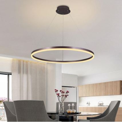 Brilagi - Himmennettävä LED-kattokruunu johdossa CIRCLE LED/55W/230V 3000-6500K ruskea + kauko-ohjaus