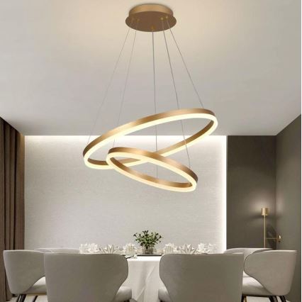 Brilagi - Himmennettävä LED-kattokruunu johdossa CIRCLE LED/70W/230V 3000-6500K kulta + kauko-ohjaus