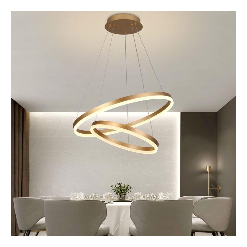 Brilagi - Himmennettävä LED-kattokruunu johdossa CIRCLE LED/70W/230V 3000-6500K kulta + kauko-ohjaus