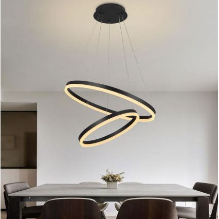 Brilagi - Himmennettävä LED-kattokruunu johdossa CIRCLE LED/70W/230V 3000-6500K musta + kauko-ohjaus