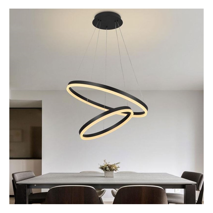 Brilagi - Himmennettävä LED-kattokruunu johdossa CIRCLE LED/70W/230V 3000-6500K musta + kauko-ohjaus