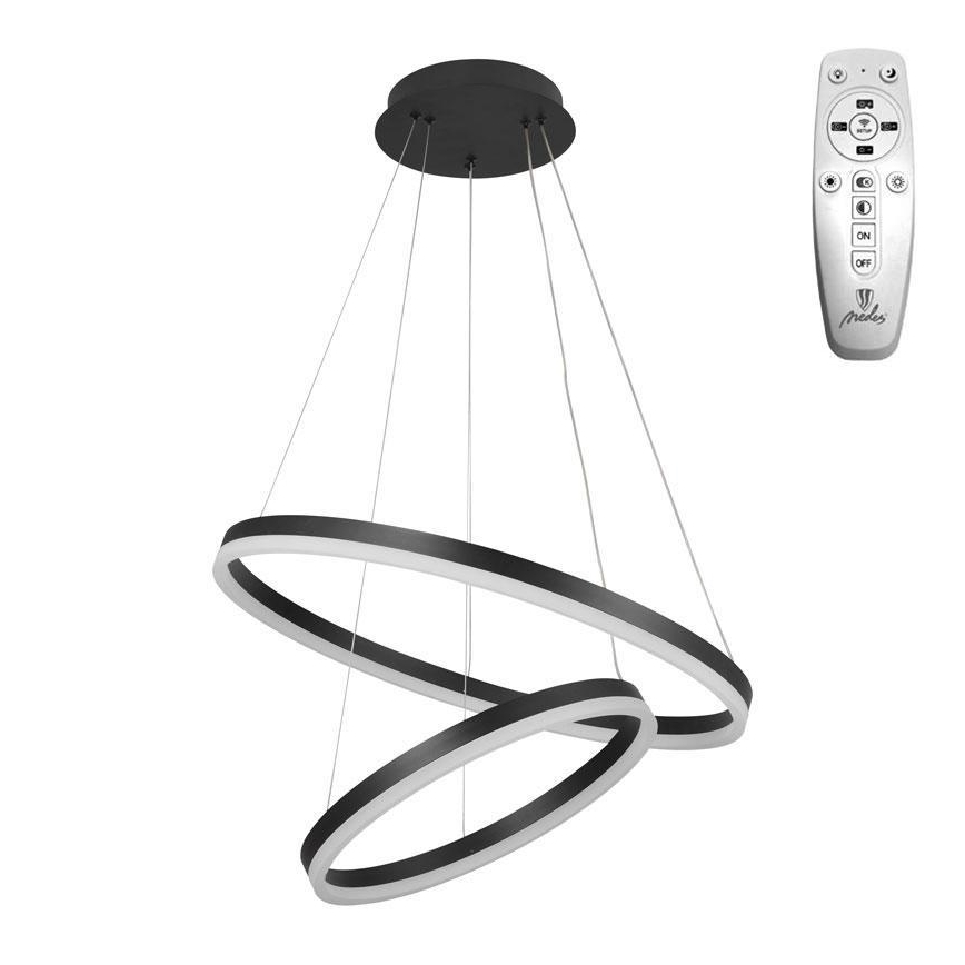 Brilagi - Himmennettävä LED-kattokruunu johdossa CIRCLE LED/70W/230V 3000-6500K musta + kauko-ohjaus