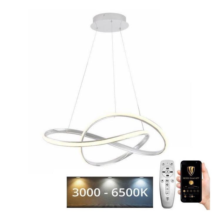 Brilagi - Himmennettävä LED-kattokruunu johdossa COSMOWAVE LED/70W/230V 3000-6500K valkoinen + kauko-ohjaus