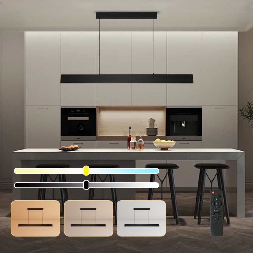 Brilagi - Himmennettävä LED-kattokruunu johdossa SLIMLINE LED/40W/230V 3000-6000K musta + kauko-ohjaus
