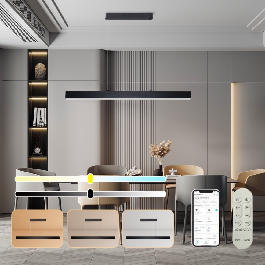 Brilagi - Himmennettävä LED-kattokruunu johdossa SLEEKLINE SMART LED/40W/230V 3000-6000K Wi-Fi Tuya musta + kauko-ohjaus