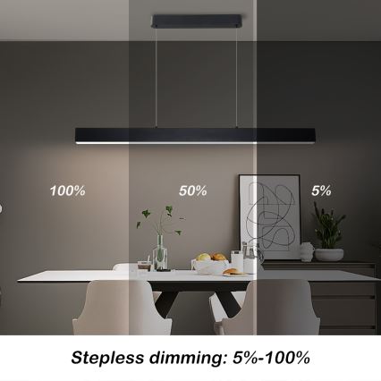 Brilagi - Himmennettävä LED-kattokruunu johdossa SLEEKLINE SMART LED/40W/230V 3000-6000K Wi-Fi Tuya musta + kauko-ohjaus