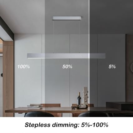 Brilagi - Himmennettävä LED-kattokruunu johdossa SLEEKLINE SMART LED/40W/230V 3000-6000K Wi-Fi Tuya hopea + kauko-ohjaus