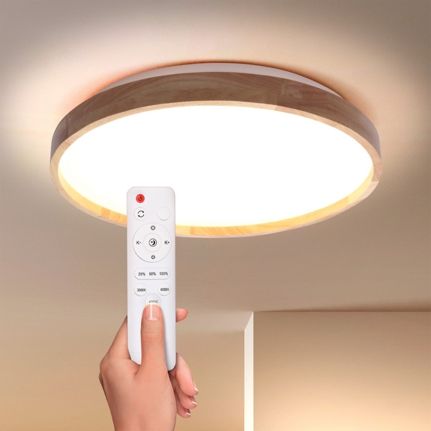 Brilagi - Himmennettävä LED-kattovalaisin ALSON LED/48W/230V 3000-6500K tammi halkaisija 39,5 cm + kauko-ohjaus