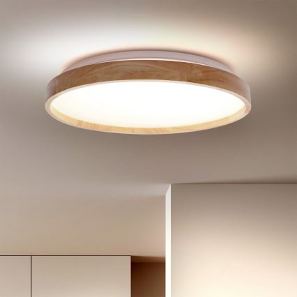 Brilagi - Himmennettävä LED-kattovalaisin ALSON LED/48W/230V 3000-6500K tammi halkaisija 39,5 cm + kauko-ohjaus