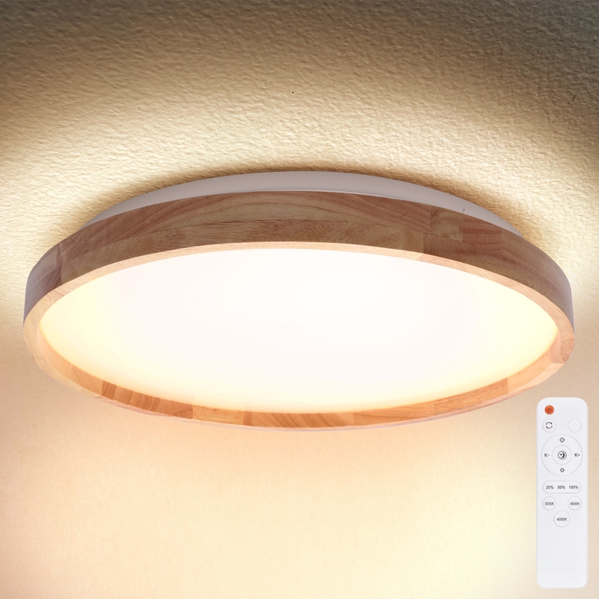 Brilagi - Himmennettävä LED-kattovalaisin ALSON LED/48W/230V 3000-6500K tammi halkaisija 39,5 cm + kauko-ohjaus