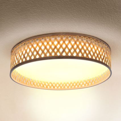 Brilagi - Himmennettävä LED-kattovalaisin CAMILA LED/48W/230V 3000-6500K bambu halkaisija 40 cm + kauko-ohjaus