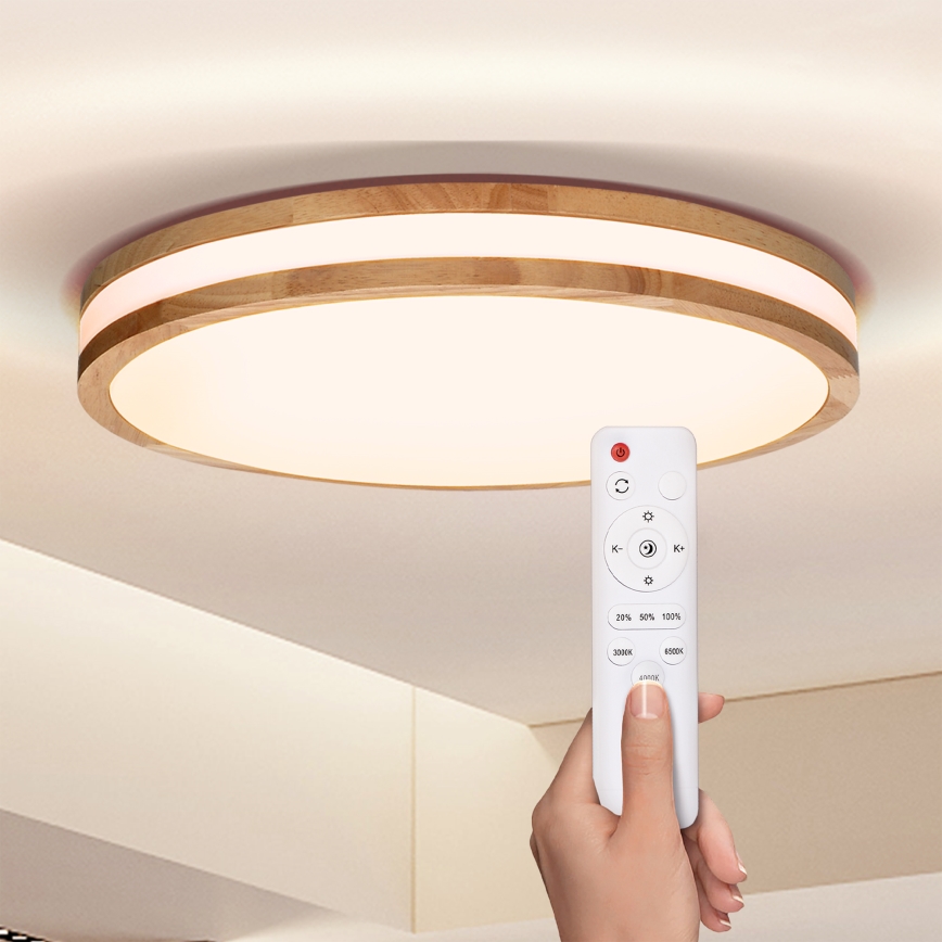 Brilagi - Himmennettävä LED-kattovalaisin MOLINA LED/48W/230V 3000-6500K tammi halkaisija 38 cm + kauko-ohjaus