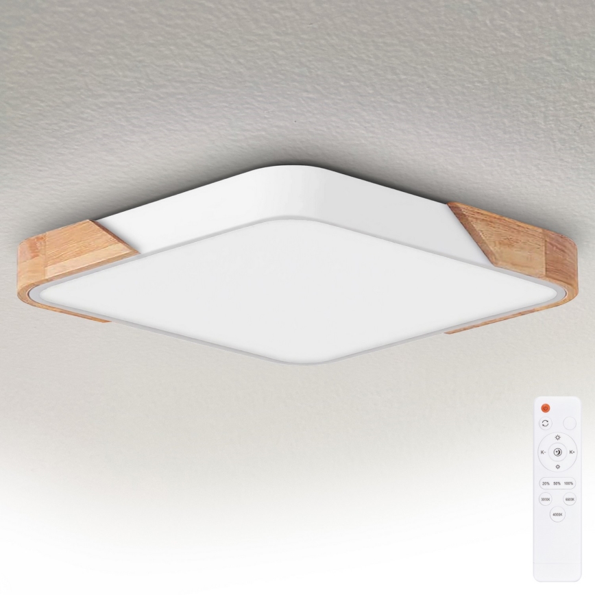 Brilagi - himmennettävä LED-kattovalaisin PILANA LED/48W/230V 3000-6500K tammi/valkoinen 56x56 cm + kaukosäädin