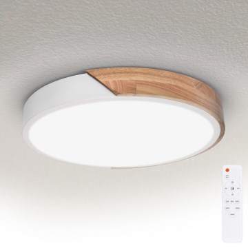 Brilagi - himmennettävä LED-kattovalaisin PILANA LED/48W/230V tammi/valkoinen Ø 40 cm + kaukosäädin