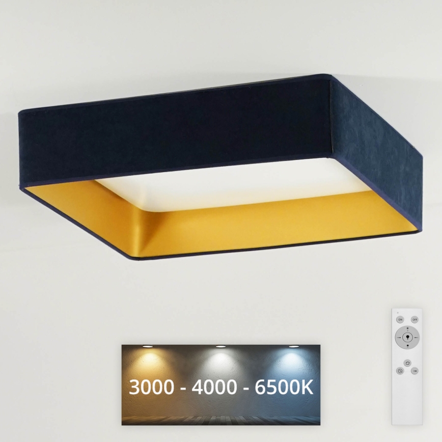 Brilagi - Himmennettävä LED-kattovalaisin VELVET SQUARE LED/24W/230V 3000/4000/6500K + kauko-ohjaus tummansininen
