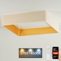 Brilagi - Himmennettävä LED-kattovalaisin VELVET SQUARE SMART LED/36W/230V 2700-6500K Wi-Fi Tuya + kauko-ohjaus kerma