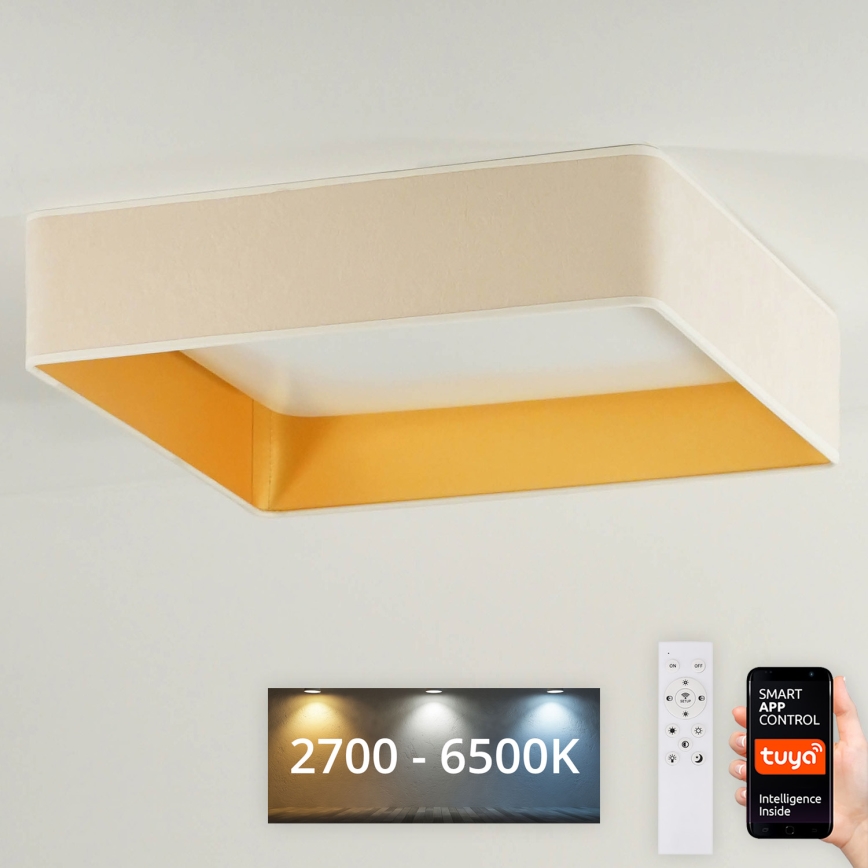 Brilagi - Himmennettävä LED-kattovalaisin VELVET SQUARE SMART LED/36W/230V 2700-6500K Wi-Fi Tuya + kauko-ohjaus kerma