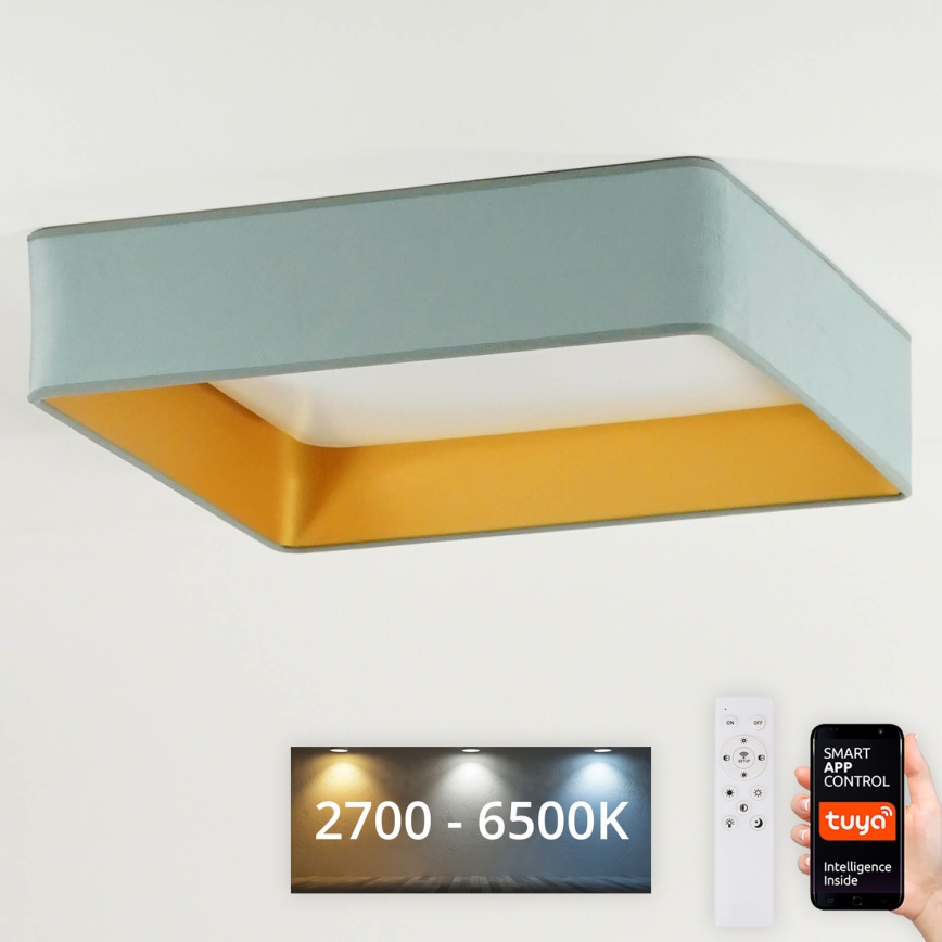 Brilagi - Himmennettävä LED-kattovalaisin VELVET SQUARE SMART LED/36W/230V 2700-6500K Wi-Fi Tuya + kauko-ohjaus minttu