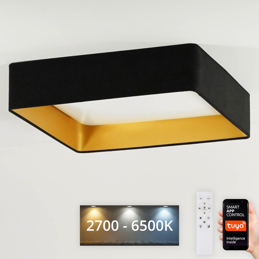 Brilagi - Himmennettävä LED-kattovalaisin VELVET SQUARE SMART LED/36W/230V 2700-6500K Wi-Fi Tuya + kauko-ohjaus musta
