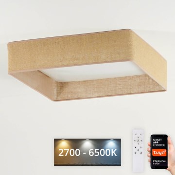 Brilagi - Himmennettävä LED-kattovalaisin VELVET SQUARE SMART LED/36W/230V 2700-6500K Wi-Fi Tuya + kauko-ohjaus ruskea