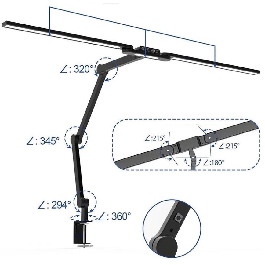 Brilagi - LED Himmennettävä kosketus joustava pöytävalaisin VARIO LED/24W/230V 3000-6500K CRI 92 musta
