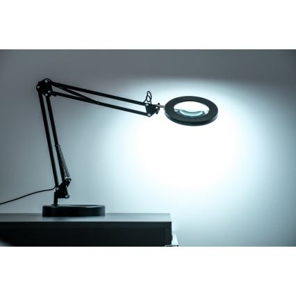Brilagi - Himmennettävä LED-pöytävalaisin suurennuslasilla LENS LED/12W/5V 3000/4200/6000K musta