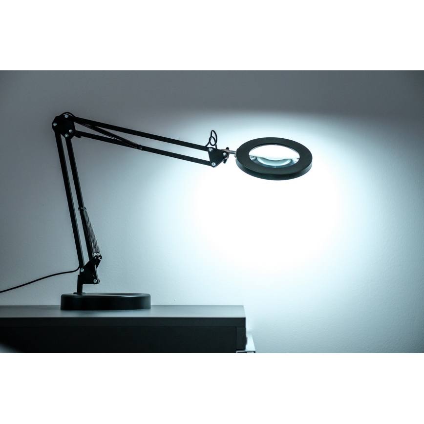 Brilagi - Himmennettävä LED-pöytävalaisin suurennuslasilla LENS LED/12W/5V 3000/4200/6000K musta