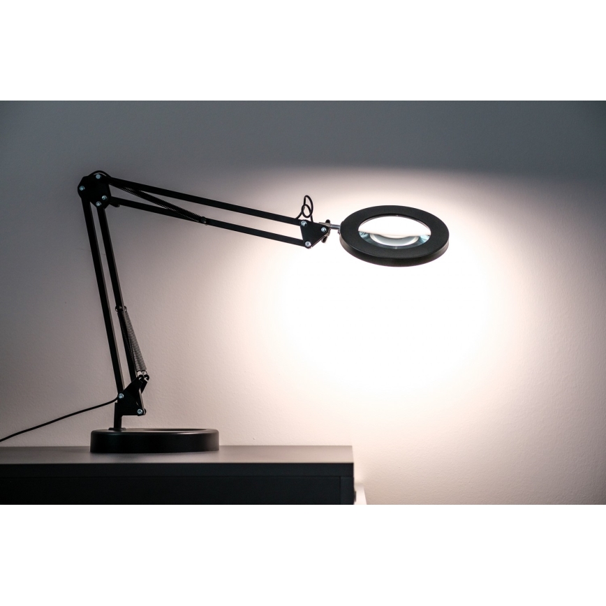 Brilagi - Himmennettävä LED-pöytävalaisin suurennuslasilla LENS LED/12W/5V 3000/4200/6000K musta
