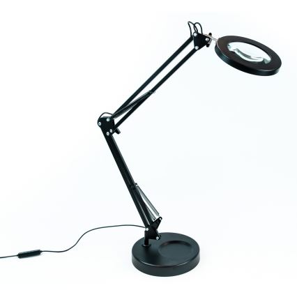 Brilagi - Himmennettävä LED-pöytävalaisin suurennuslasilla LENS LED/12W/5V 3000/4200/6000K musta