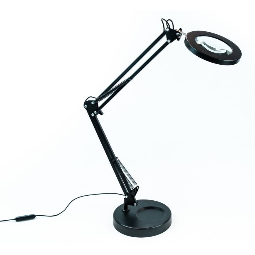 Brilagi - Himmennettävä LED-pöytävalaisin suurennuslasilla LENS LED/12W/5V 3000/4200/6000K musta