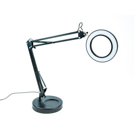 Brilagi - Himmennettävä LED-pöytävalaisin suurennuslasilla LENS LED/12W/5V 3000/4200/6000K musta