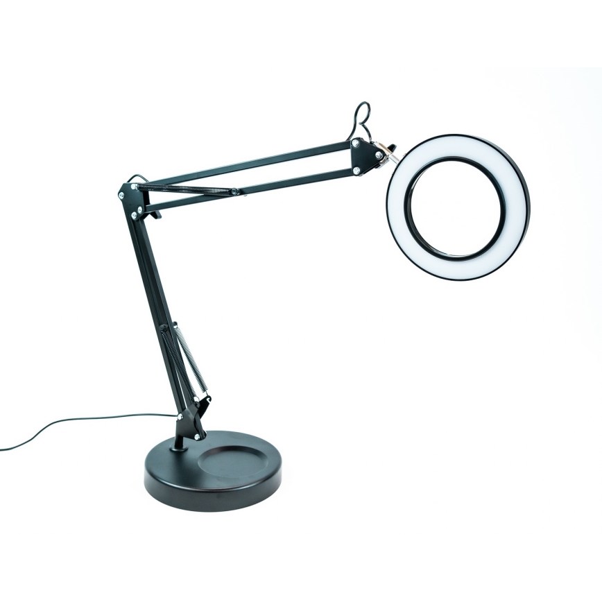 Brilagi - Himmennettävä LED-pöytävalaisin suurennuslasilla LENS LED/12W/5V 3000/4200/6000K musta