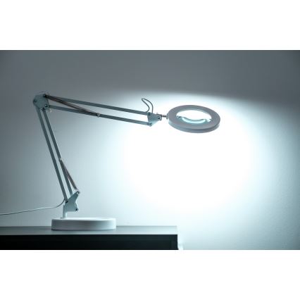 Brilagi - Himmennettävä LED-pöytävalaisin suurennuslasilla LENS LED/12W/5V 3000/4200/6000K valkoinen