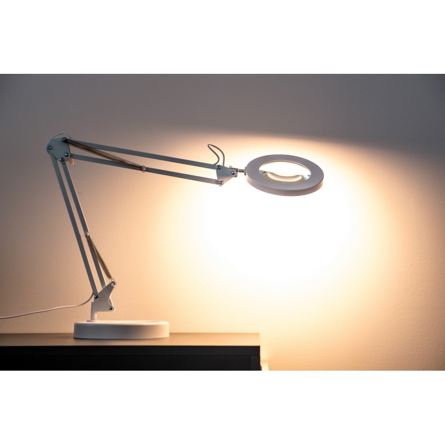 Brilagi - Himmennettävä LED-pöytävalaisin suurennuslasilla LENS LED/12W/5V 3000/4200/6000K valkoinen