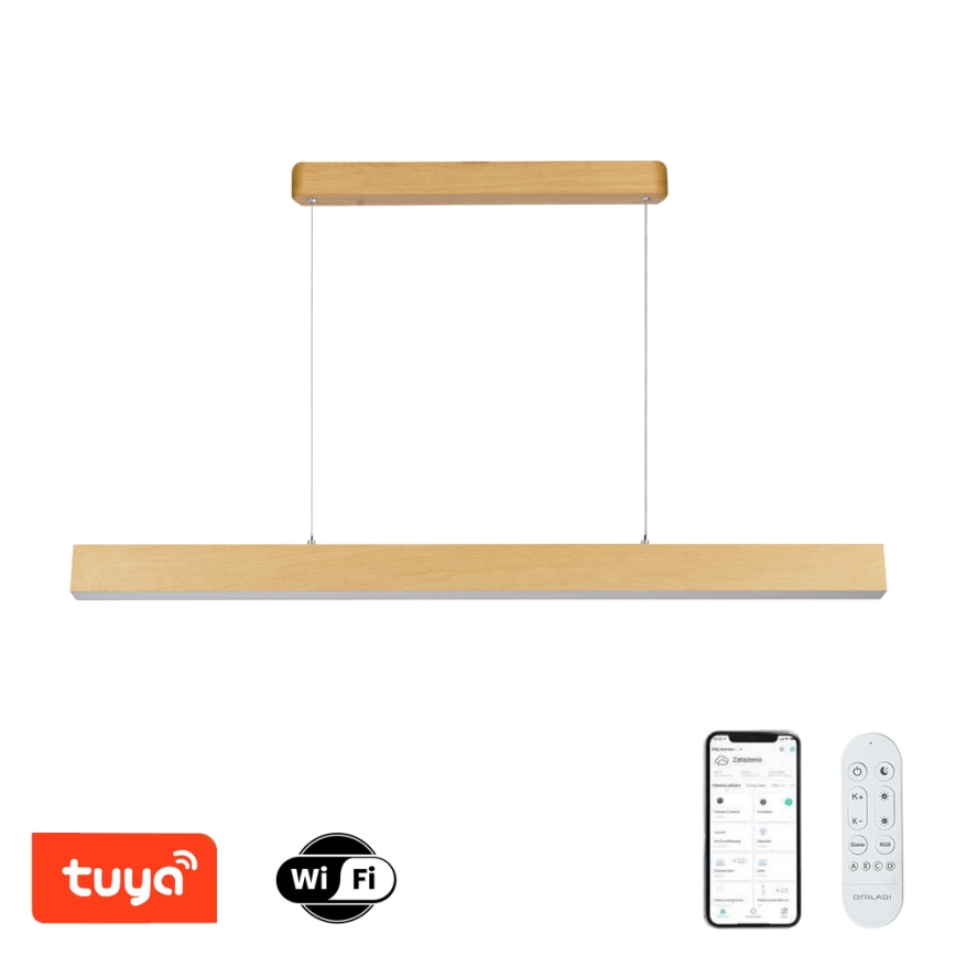 Brilagi - himmennettävä LED-kattokruunu SLEEKLINE SMART LED/40W/230V Wi‑Fi Tuya tammi-dekori + kauko-ohjain