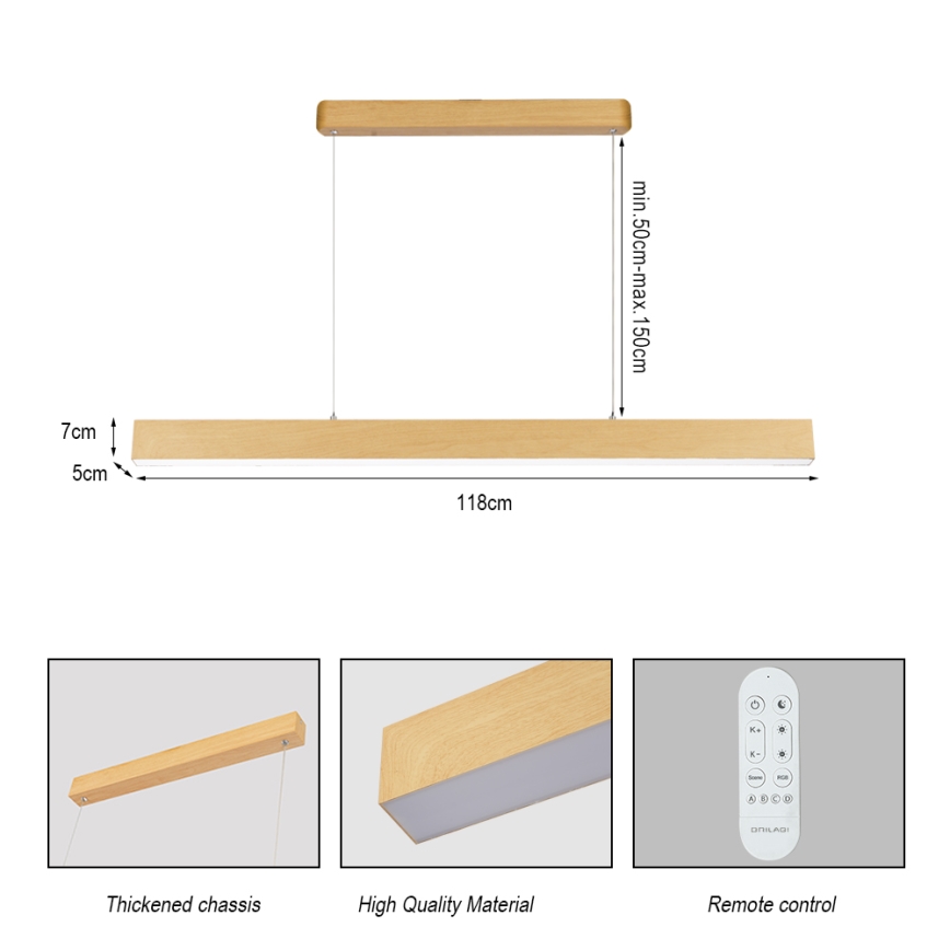 Brilagi - himmennettävä LED-kattokruunu SLEEKLINE SMART LED/40W/230V Wi‑Fi Tuya tammi-dekori + kauko-ohjain