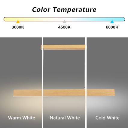 Brilagi - Himmennettävä riippuvalaisin kaapelilla SLIMLINE LED/40W/230V 3000-6000K tamminäköinen + kaukosäädin