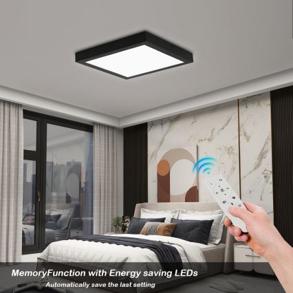Brilagi - Himmennettävä kylpyhuoneen LED-kattovalaisin FRAME SMART LED/24W/230V 30x30 cm 3000-6000K IP44 musta + kauko-ohjaus